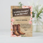Carte D'accompagnement Floral Rustic Boots Baby shower (Debout devant)