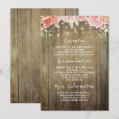 Carte D'accompagnement Floral Rustic Lumières Mariage Information Invité (Devant / Derrière)