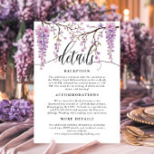 Carte D'accompagnement Floral Script Purple Wisteria Détails de calligrap