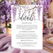 Carte D'accompagnement Floral Script Purple Wisteria Détails de calligrap
