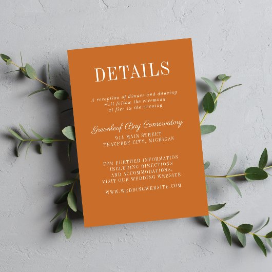 Carte D'accompagnement Floral Simplicity 2 Pumpkin Minimalist Wedding