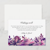 Carte D'accompagnement Floral souhaitant bien. Insertions de mariage. Pou (Devant / Derrière)