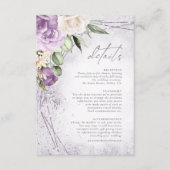 Carte D'accompagnement Floral Sparkles Détails du Mariage Mauve ID889 (Devant)