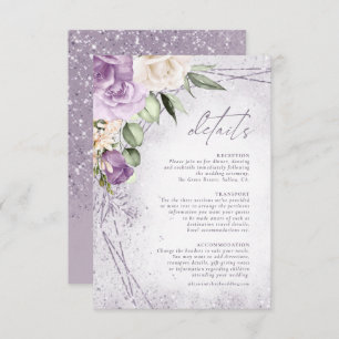 Carte D'accompagnement Floral Sparkles Détails du Mariage Mauve ID889