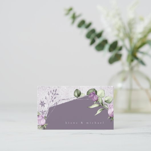 Carte D'accompagnement Floral Sparkles Mariage Website Mauve ID889 (Debout devant)