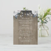 Carte D'accompagnement Floral String Lights Rustic Wood Détails du Mariag (Debout devant)