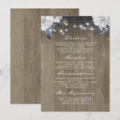 Carte D'accompagnement Floral String Lights Rustic Wood Détails du Mariag (Devant / Derrière)