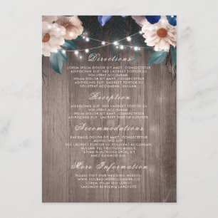 Carte D'accompagnement Floral String Lights Rustic Wood Détails du Mariag