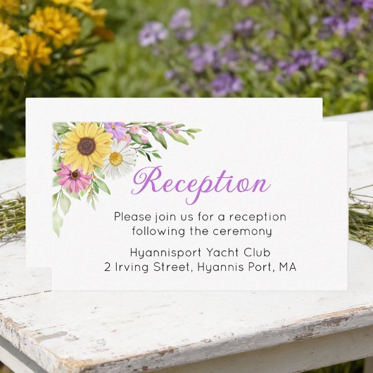 Carte D'accompagnement Floral Sunflower Daisy Garden Wedding Reception