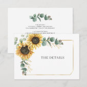 Carte D'accompagnement Floral Tournesol Eucalyptus Détails Mariage (Devant / Derrière)