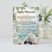 Carte D'accompagnement Floral Tropical Beach Mariage Mesures de sécurité (Debout devant)