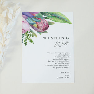 Carte D'accompagnement Floral tropical coloré Mariage Wishing well