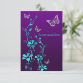 Carte D'accompagnement Floral Turquoise d'argent pourpre, boucliers à pap (Debout devant)