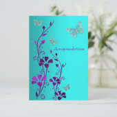 Carte D'accompagnement Floral Turquoise d'argent violet, bouclier de papi (Debout devant)