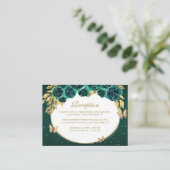 Carte D'accompagnement Floral Vert Or Tiara Butterfly Quinceañera (Debout devant)