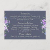 Carte D'accompagnement Floral violet, calligraphie gris Détails du Mariag (Devant)