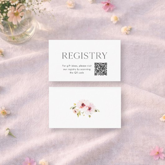 Carte D'accompagnement Floral Wedding Registry Insert with QR Code