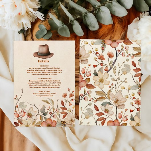 Carte D'accompagnement Floral Western Cowboys Mariage