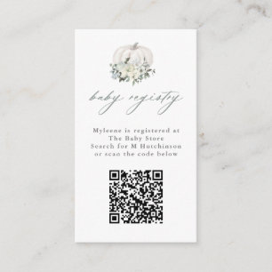 Carte D'accompagnement Floral White Citrouille QR Code Baby Registry