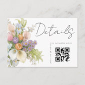Carte D'accompagnement Floral White QR code Wedding Details  (Devant)