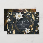 Carte D'accompagnement Floral Wreath Information Mariage Détails Photo (Devant / Derrière)