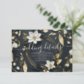 Carte D'accompagnement Floral Wreath Information Mariage Détails Photo (Debout devant)