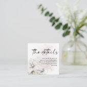 Carte D'accompagnement Florales blanches modernes QR Code Détails du Mari (Debout devant)