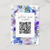 Carte D'accompagnement Florales bleu violet QR Code Mariage RSVP (Devant)