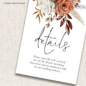 Carte D'accompagnement Florales en terre cuite rustique QR Code Détails d