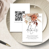Carte D'accompagnement Florales en terre cuite rustique QR Code Détails d