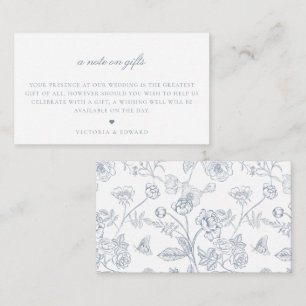 Carte D'accompagnement Flore Bleu Dusty Une Note Sur Les Cadeaux Mariage