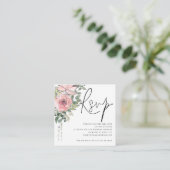 Carte D'accompagnement Flore flush moderne Script QR Code Mariage RSVP (Debout devant)