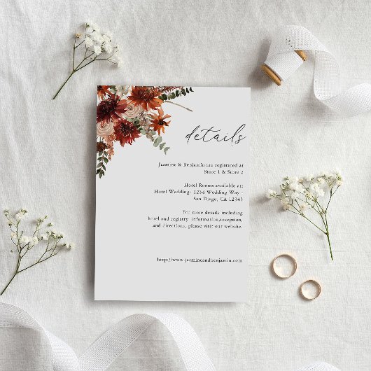 Carte D'accompagnement Flore rustique Terre & Champagne Détails 2