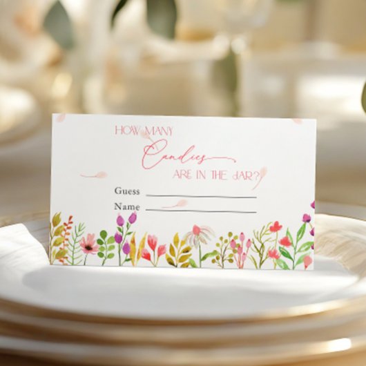 Carte D'accompagnement Flore vert Rustique Combien de bonbons