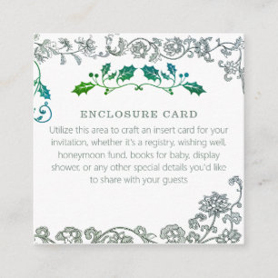 Carte D'accompagnement Flore Vintage noire et verte Carré pour bébé