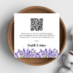 Carte D'accompagnement Flores de lavande code QR mariage RSVP