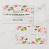 Carte D'accompagnement Flores roses rustiques sur bois blanc (Devant / Derrière)
