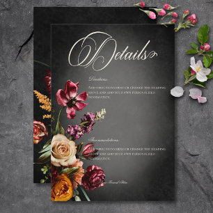 Carte D'accompagnement Flou foncé élégant Flou Automne Floral Détails du