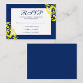 Carte D'accompagnement Flouris bleu et jaune de la marine RSVP (Devant / Derrière)