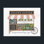 Carte D'accompagnement Flower Cart Farmers Market Pink Baby Diaper Raffle<br><div class="desc">Illustration originale d'un panier à fleurs avec des détails de texte modifiables sur la signalisation du tableau noir. Customiser la couleur du côté arrière,  ajouter du texte,  ou une photo comme souhaité,  code QR,  site Web etc</div>