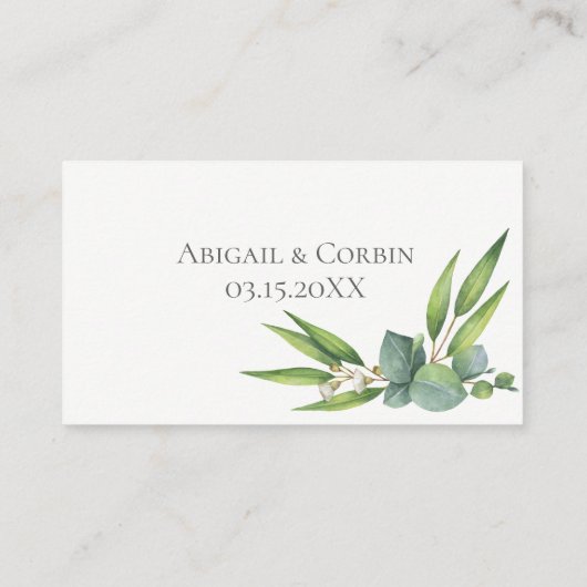 Carte D'accompagnement Flower Eucalyptus Mariage Détails du site web (Dos)