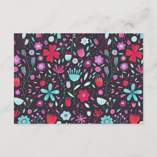 Carte D'accompagnement Flower Meadow Aquarelle Dark Détails du Mariage (Dos)