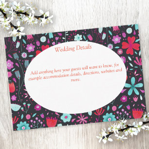 Carte D'accompagnement Flower Meadow Aquarelle Dark Détails du Mariage