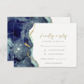 Carte D'accompagnement Fluid Abstrait Gold Marine Parties scintillant mar (Devant / Derrière)