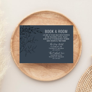Carte D'accompagnement Foliage délicat   Bleu acier   Hôtels mariages