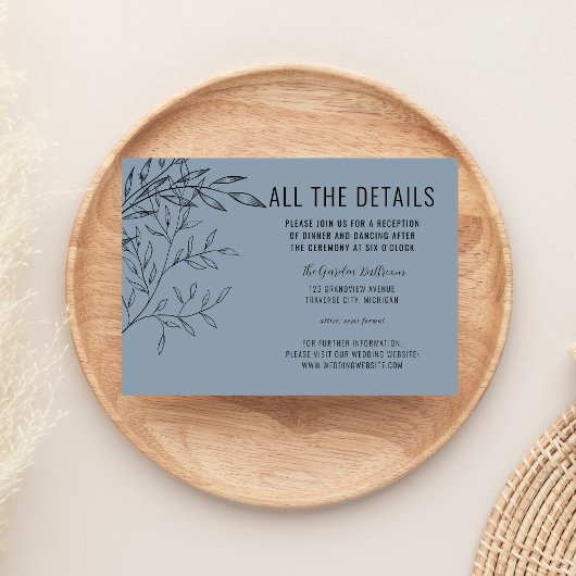 Carte D'accompagnement Foliage délicat | Dusty Blue | Détails du mariage