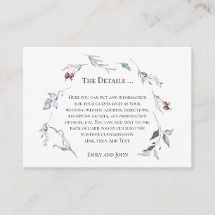 Carte D'accompagnement Foliage d'hiver moderne Détails du Mariage de Noël