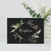 Carte D'accompagnement Foliage tropical sauvage Réception de mariage Noir (Debout devant)