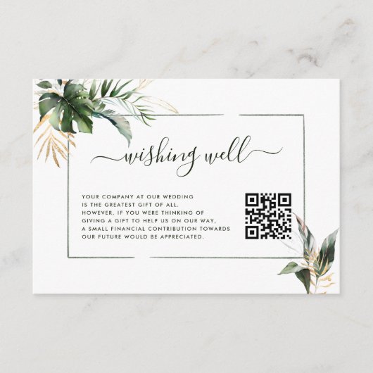 Carte D'accompagnement Foliage tropique - Voile verte avec code QR (Devant)