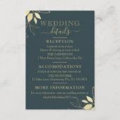 Carte D'accompagnement Foliage Turquoise foncé & Or Mariage botanique mod (Devant)